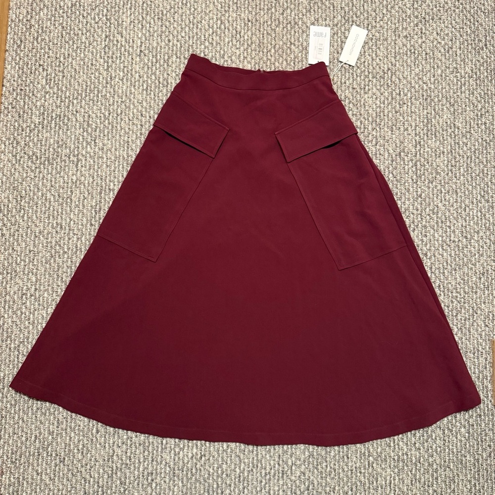 MIGNON DOO fame maroon burgundy midi skirt